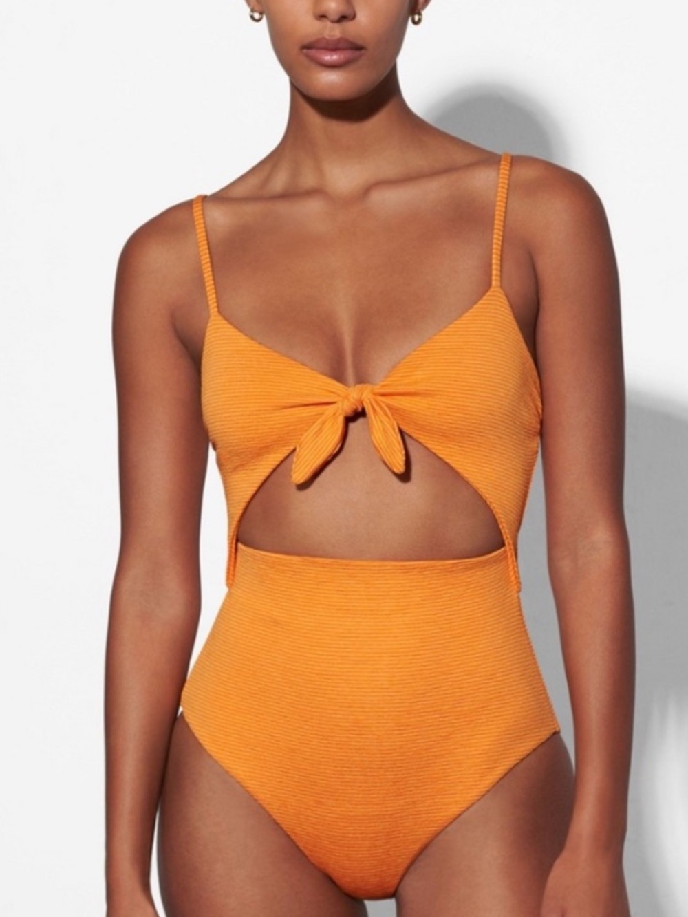 Mara Hoffman  Ribbed One Piece Swimsuit Orange Size 3X